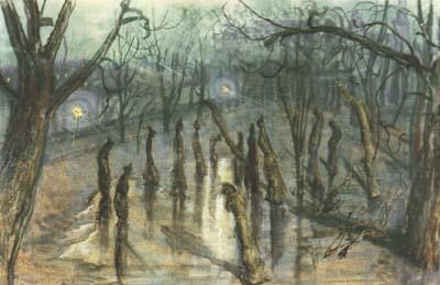 Stanislaw Ignacy Witkiewicz The Planty Park by Night-Straw-Men (mk19) Sweden oil painting art